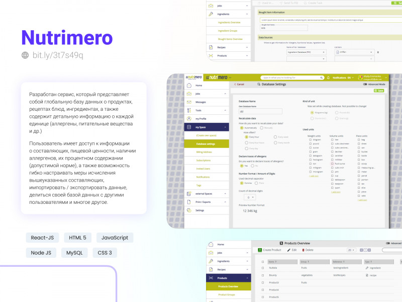 Nutrimero React+Node.js