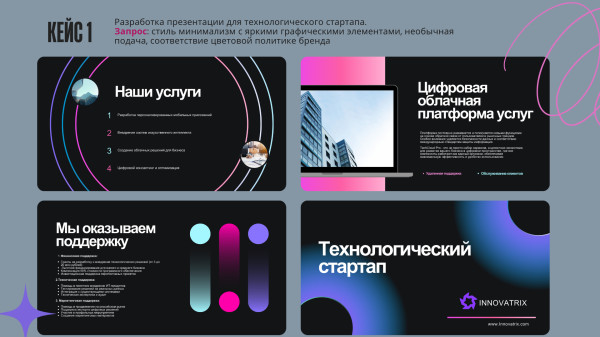 Разработка презентации для технологического стартапа.