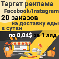 Таргетированная реклама Facebook/Instagram, решена задача стабильные 20 заказов еды в сутки